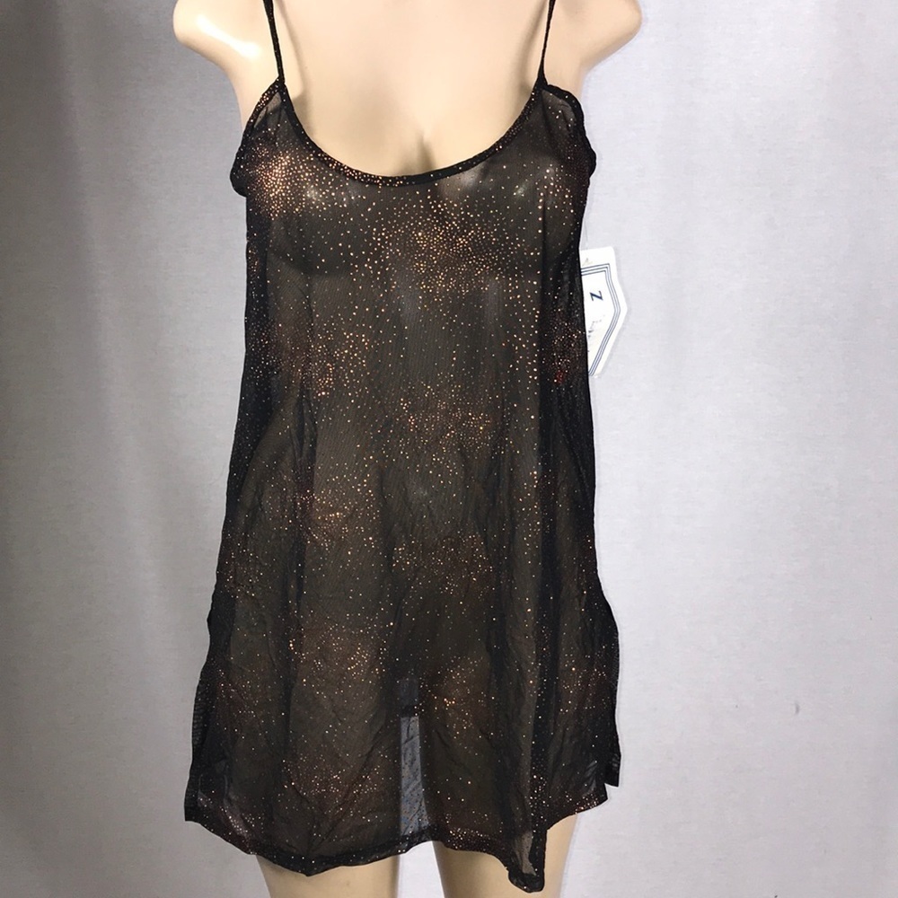 Zuliana bronze sequence shimmer mesh dress with slits Made in USA. New With Tags